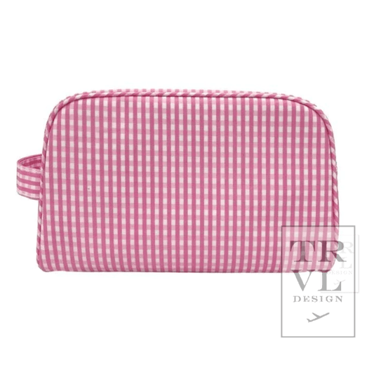 Stowaway Toiletry Bag | Gingham Pink