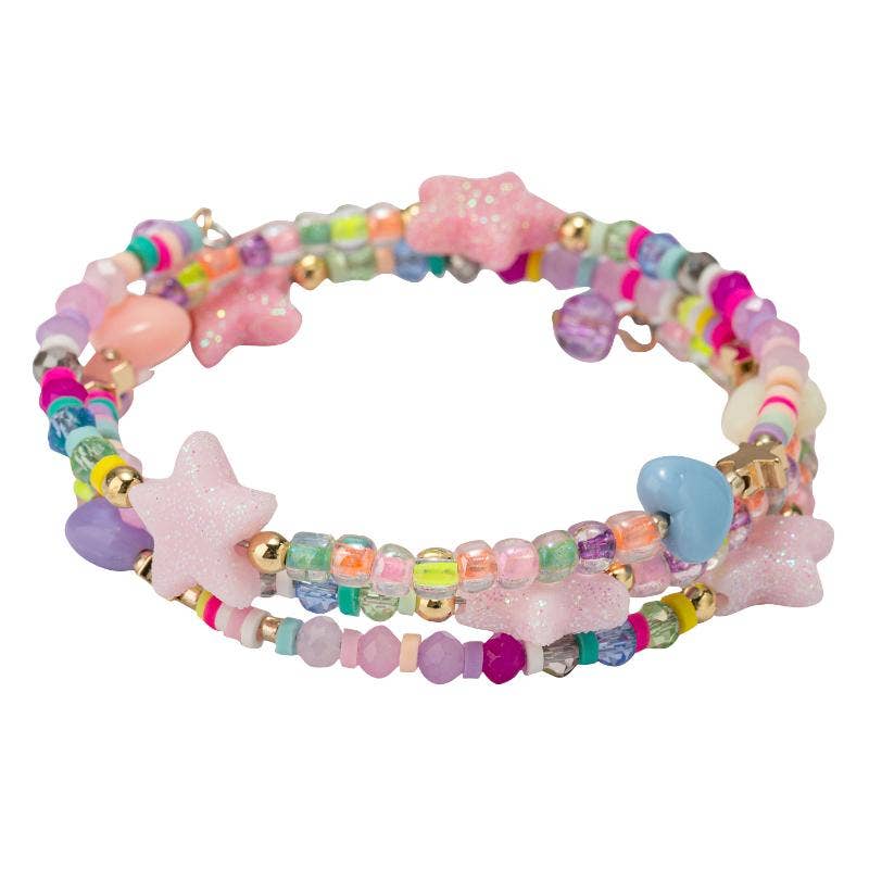 Multi Beaded Coil Wrap Bracelet | Stars & Hearts