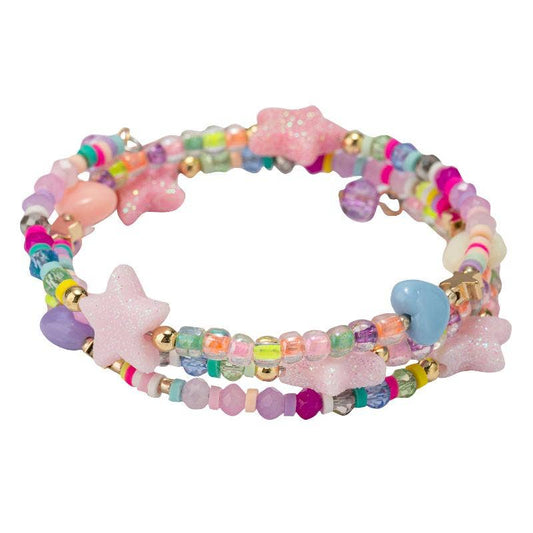 Multi Beaded Coil Wrap Bracelet | Stars & Hearts