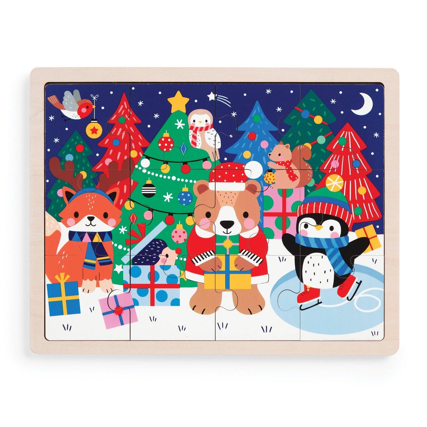 Festive Friends 12 Piece Wooden Tray Puzzle