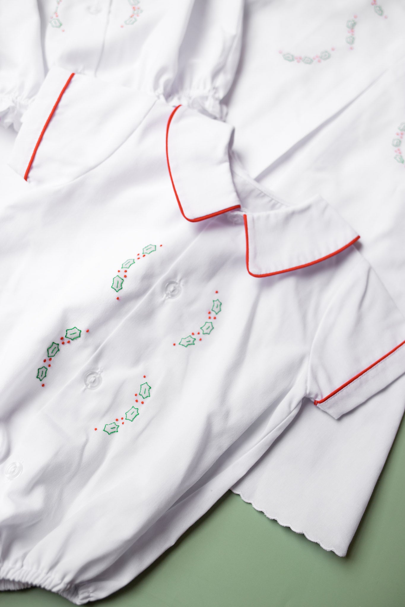 Holly Trio Embroidered Red Trim Boys Bubble