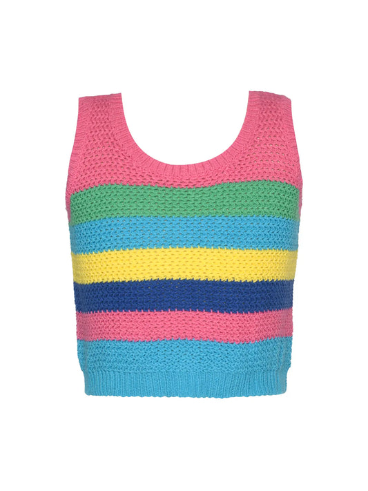 Striped Crochet Tank Top | Fuchsia Multi