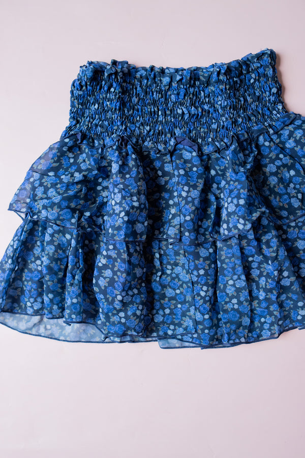 Chiffon Smocked Skirt | Navy Floral