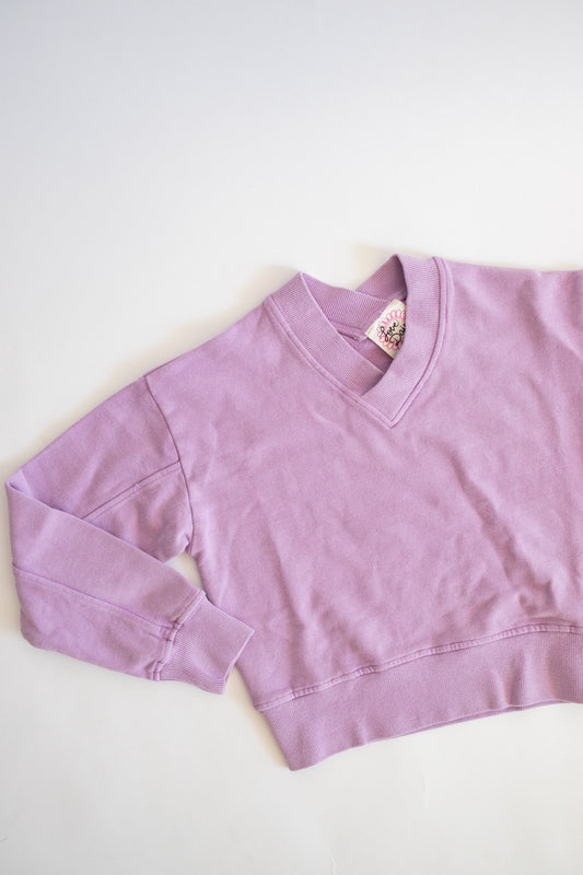 Double V Neck Sweat Top | Lavender