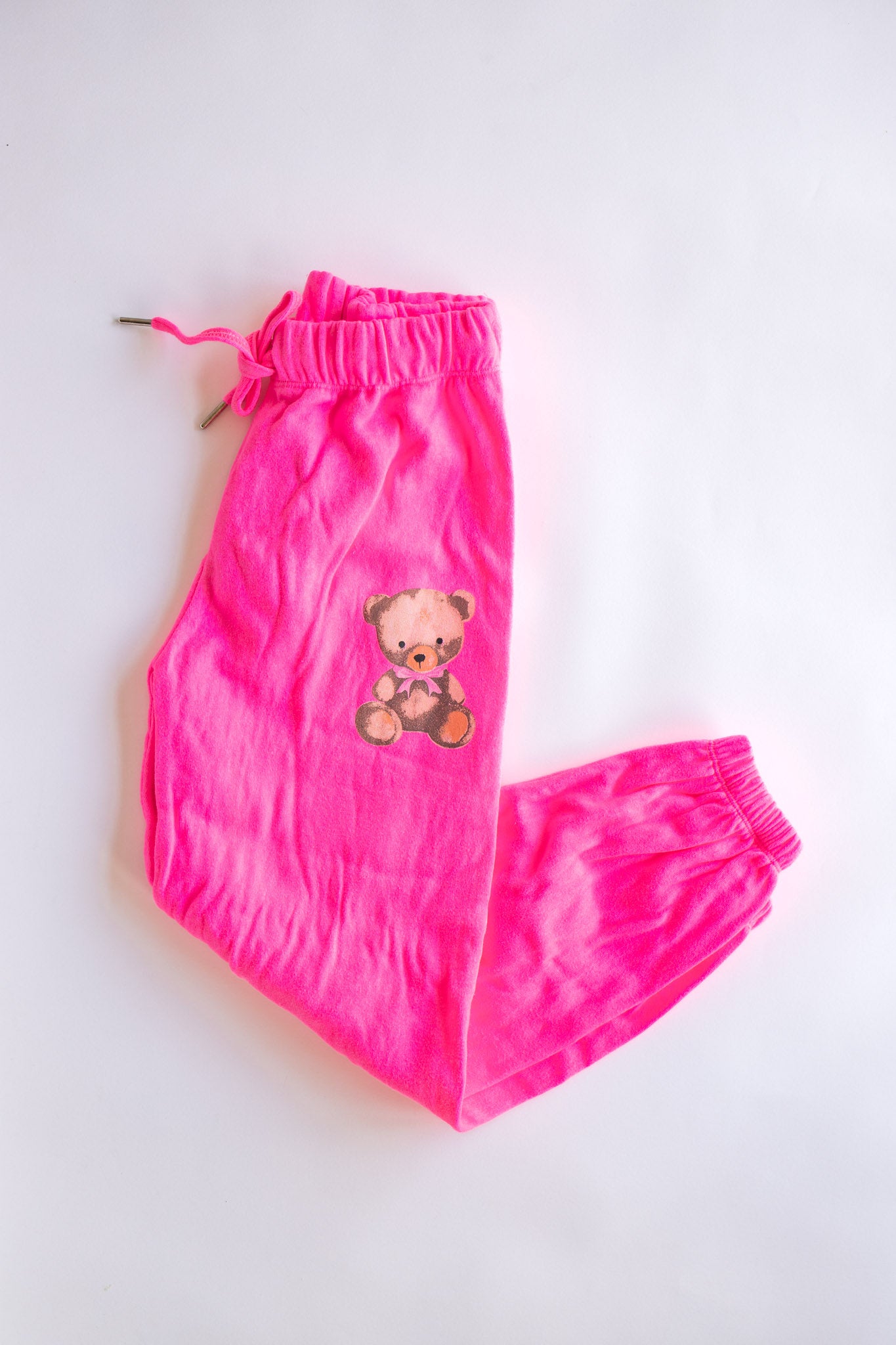 Teddy Large Print Sweat Pant | Neon Pink