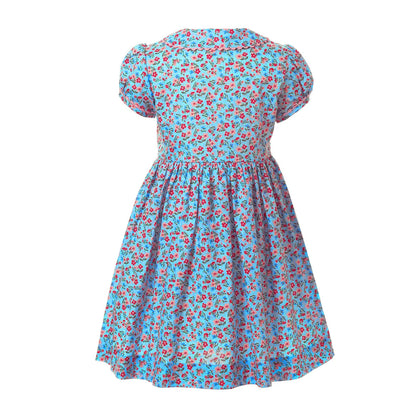 Blue Floral Button Front Dress