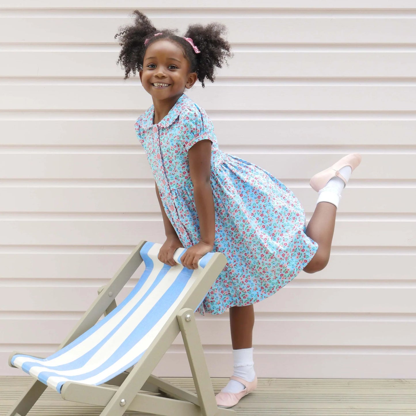 Blue Floral Button Front Dress