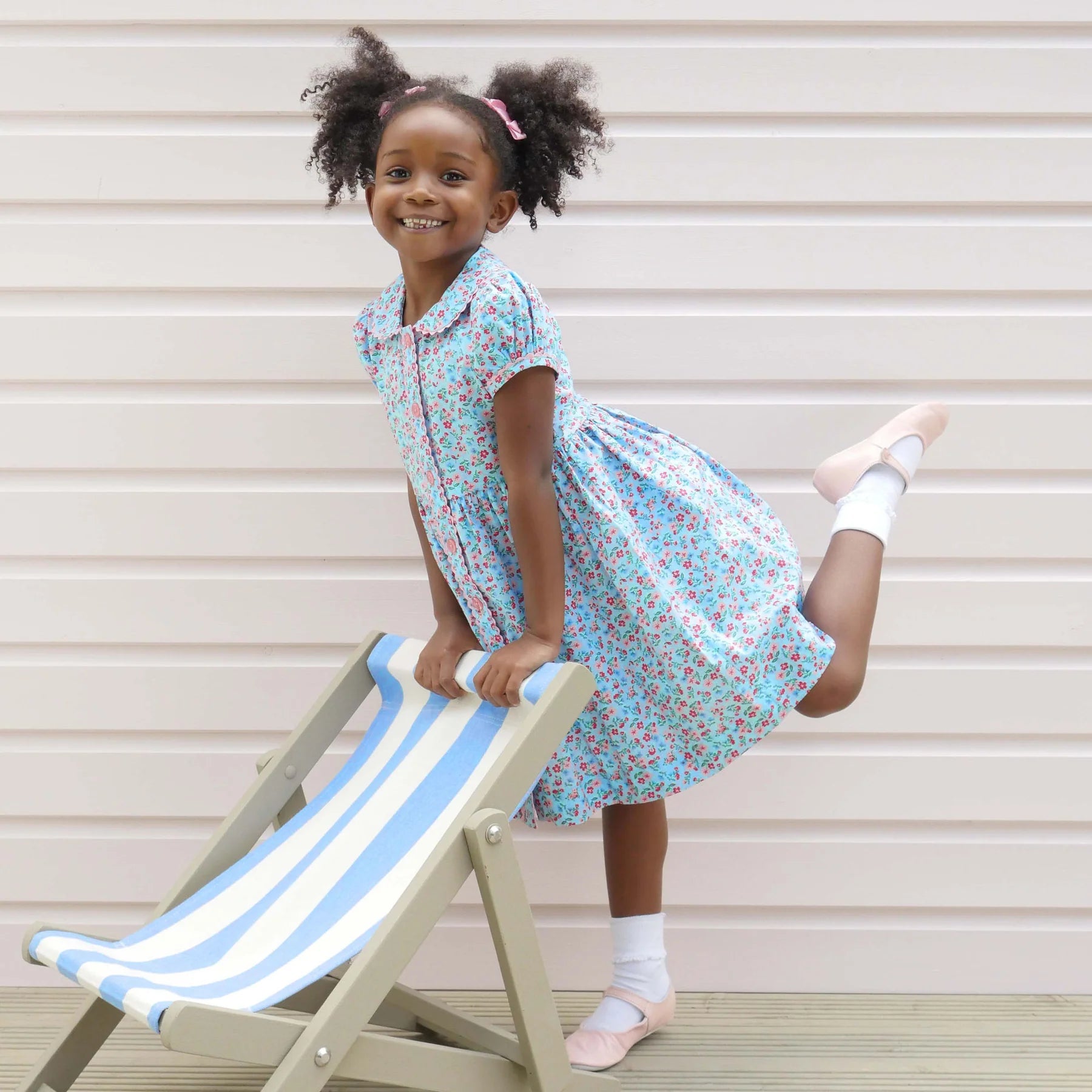 Blue Floral Button Front Dress