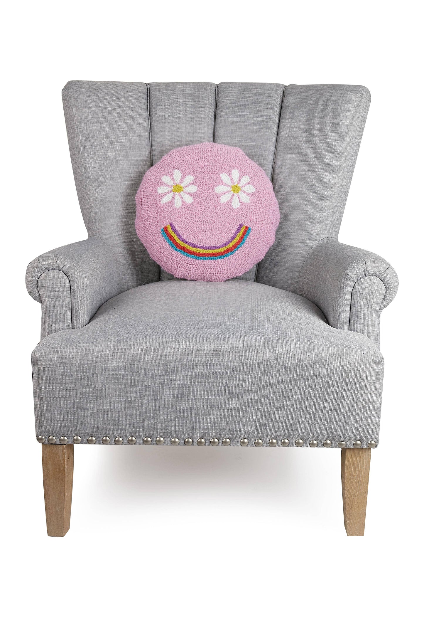 Rainbow Smiley Face  Round Hook Pillow