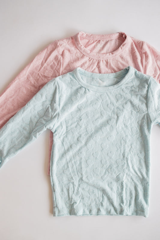 Embossed Heart Long Sleeve | Pink