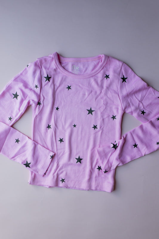 Mini Star Long Sleeve Tee | Pink