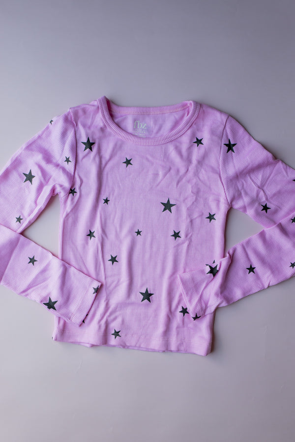 Mini Star Long Sleeve Tee | Pink