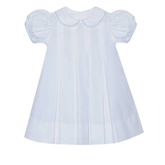 White Charlotte Dress | Blue Stitiching