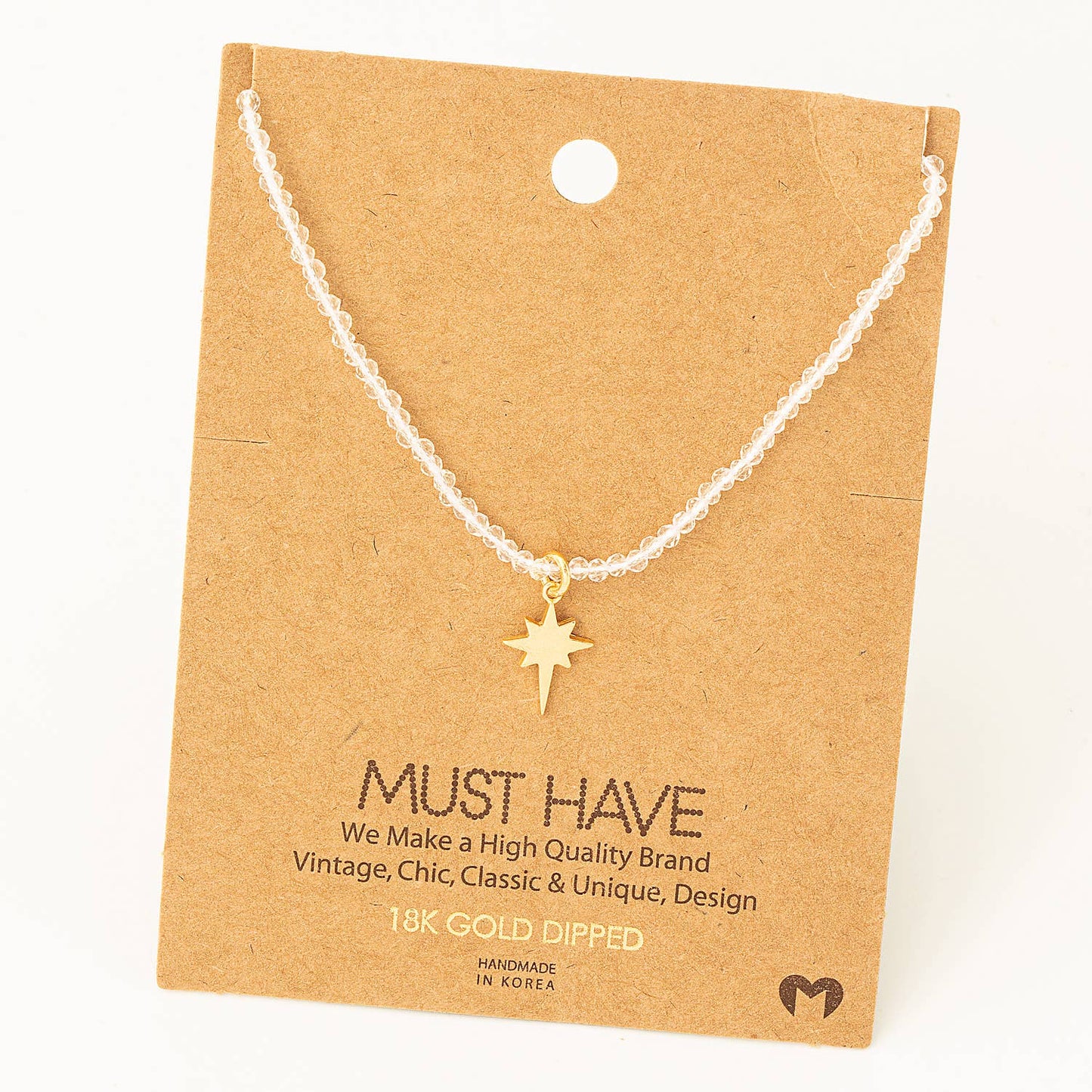 Beaded North Star Pendant Necklace