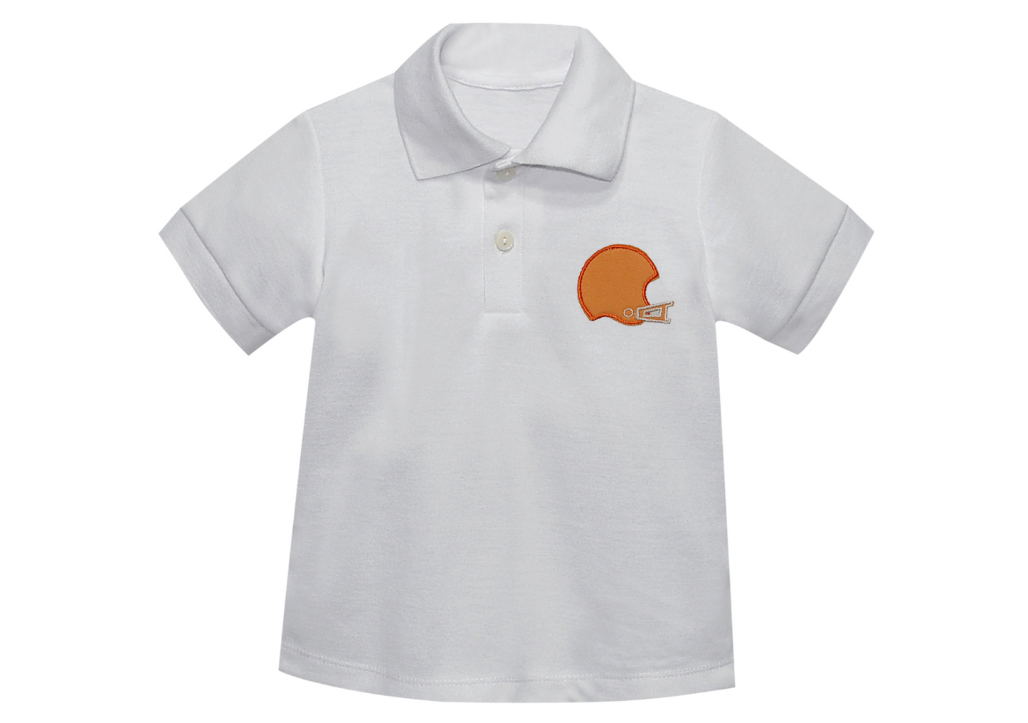 Orange Helmet White Polo