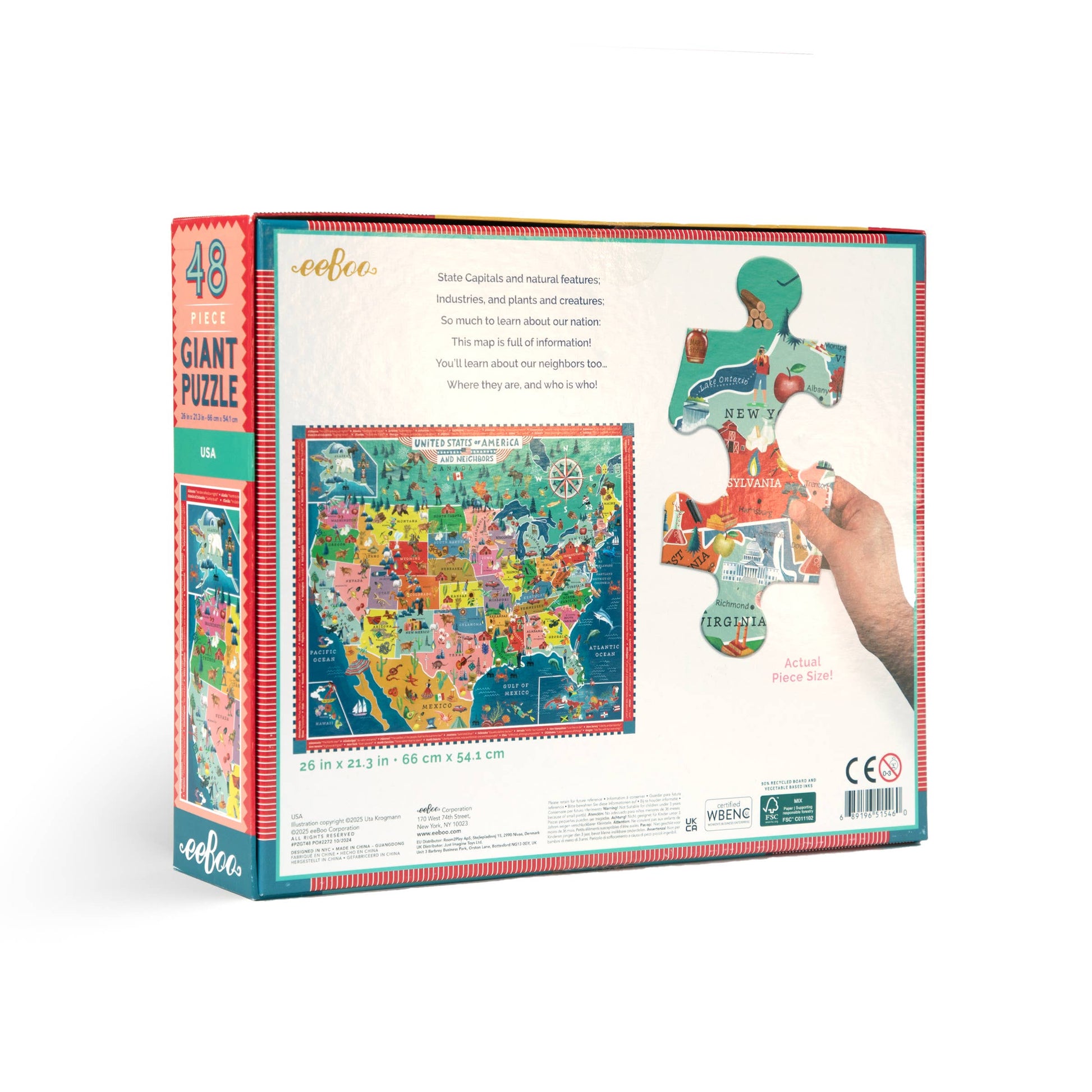 USA 48 Piece Giant Rectangle Puzzle