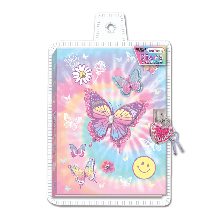 Diary with Lock & Keys | Tie Dye Butterfly
