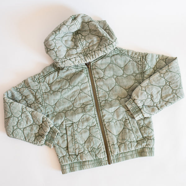 Beck Quilted Heart Hooded Jacket | Olive