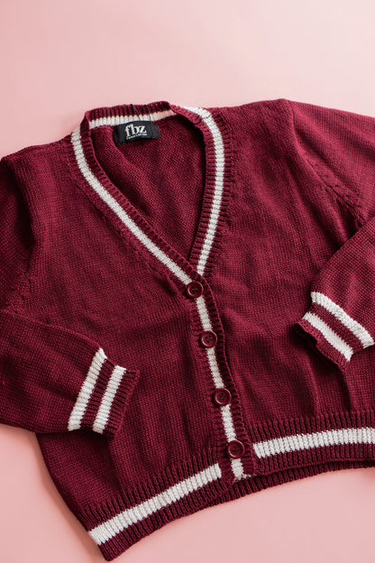 Knit Cardigan | Maroon
