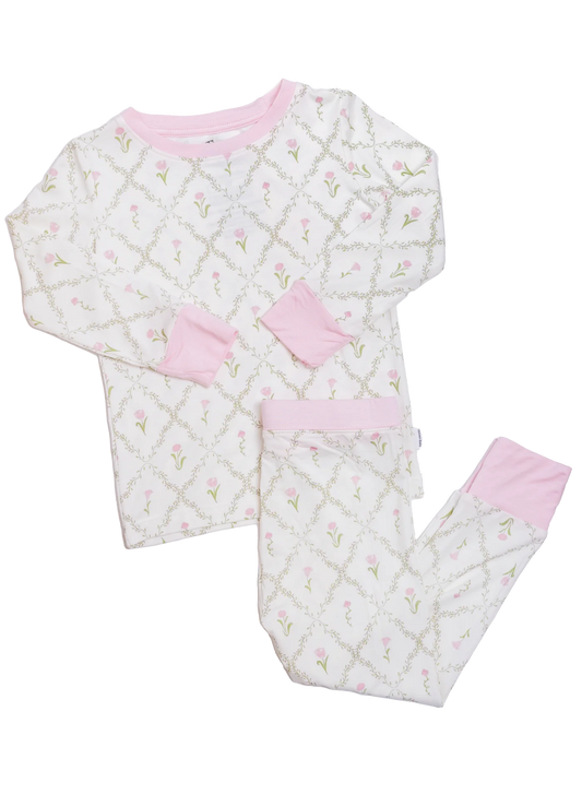 Long Sleeve Pajama Set | Flower Trellis