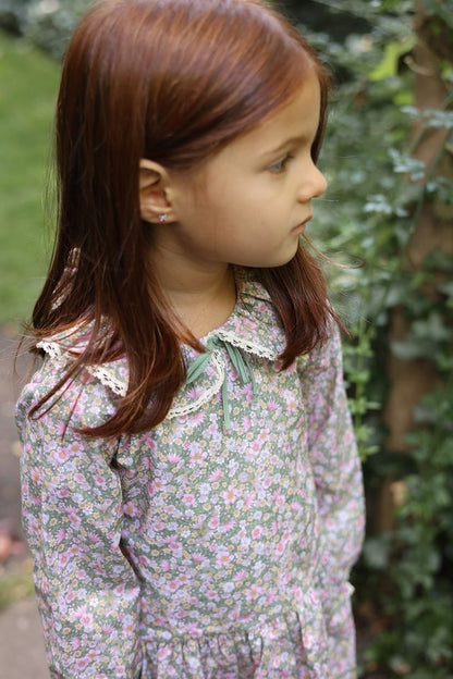 Green Floral Dress with Bow