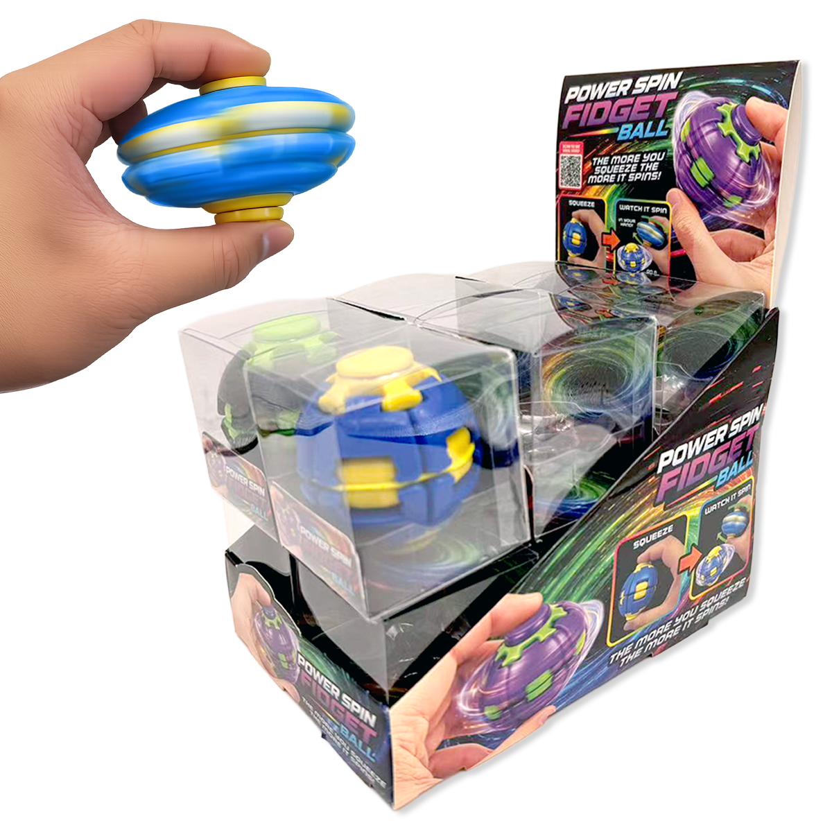 Power Spin Squeeze Fidget Ball | Assorted