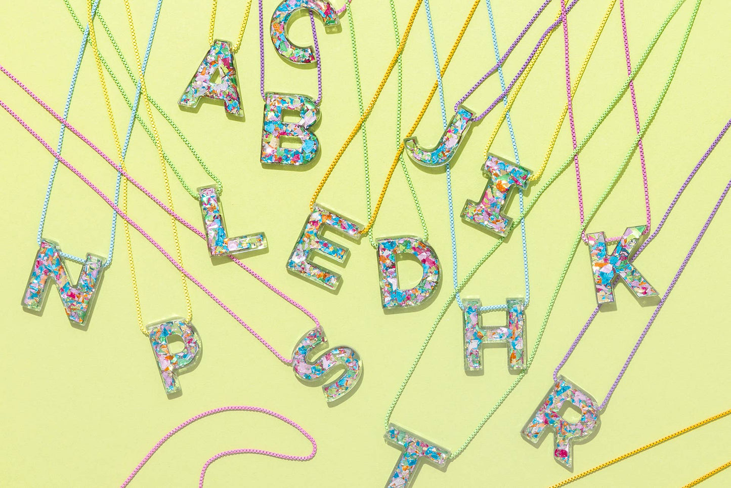 Colorful Confetti Letter Necklace Chain Necklaces