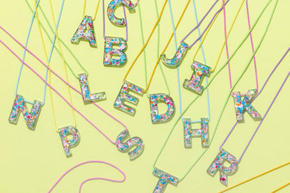 Colorful Confetti Letter Necklace Chain Necklaces