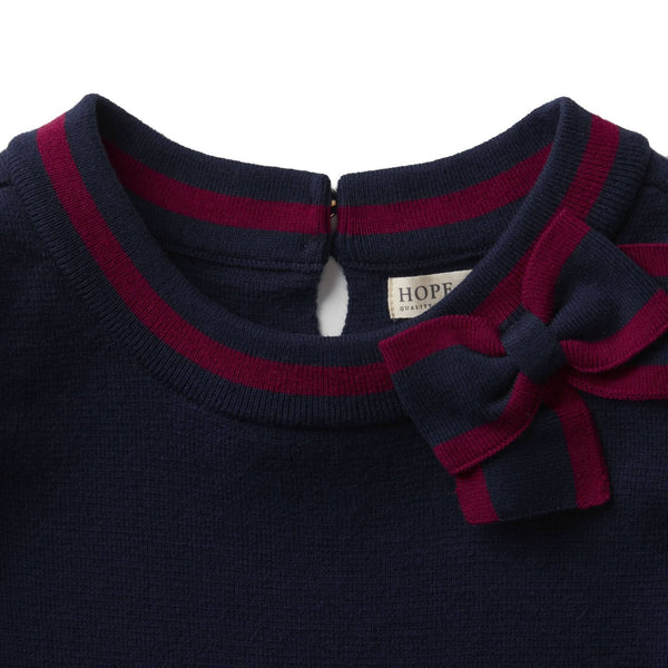 Milano Tipped Sweater Dress | Navy + Berry