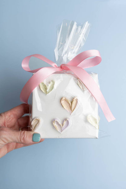 4x4 inch Canvas | Pastel Polka Dot Hearts