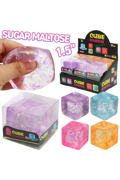 Mini Glittery Cube Maltose Putty Filled Squishy | Assorted