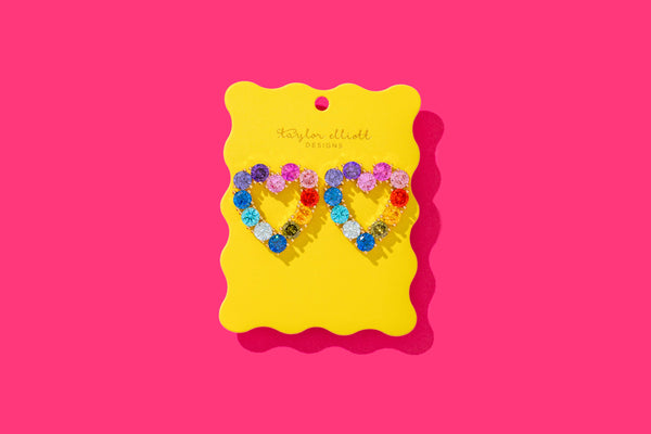 Colorful Gems Heart Drop Earrings | Katie