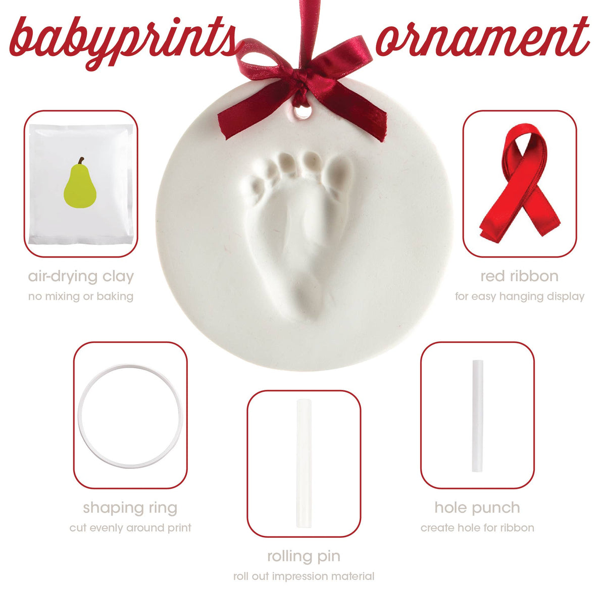 Baby Handprint or Footprint Christmas Ornament Kit