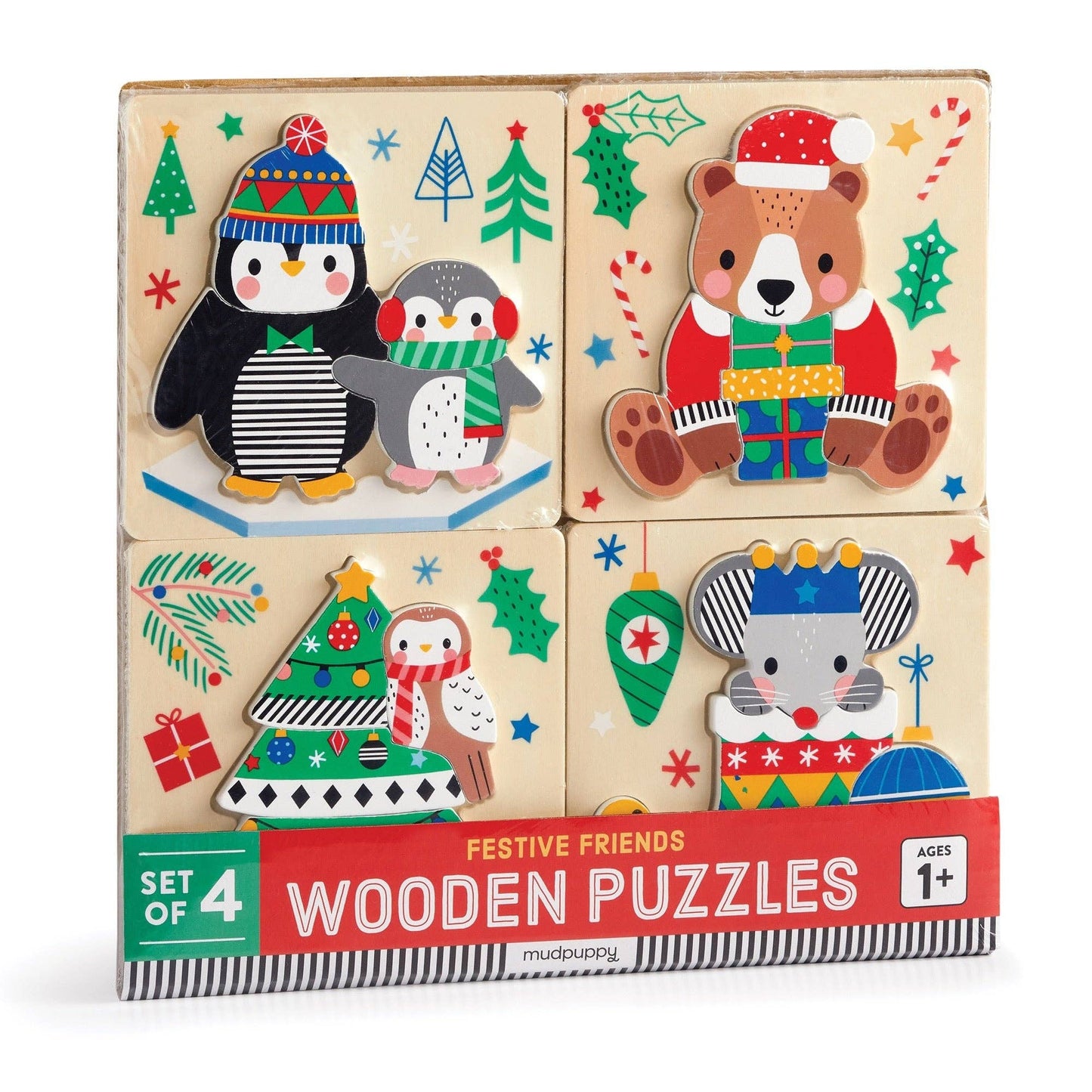 Festive Friends Set of 4 Wood Puzzles