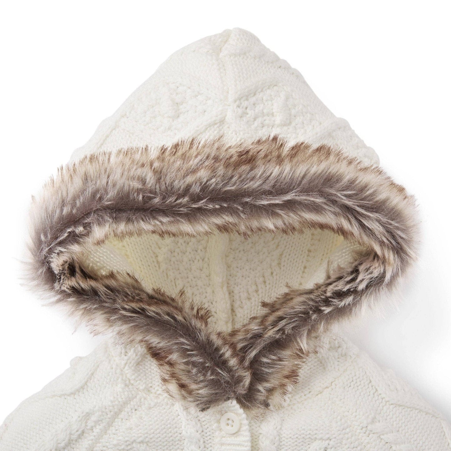 Faux Fur Hooded One Piece | Soft White