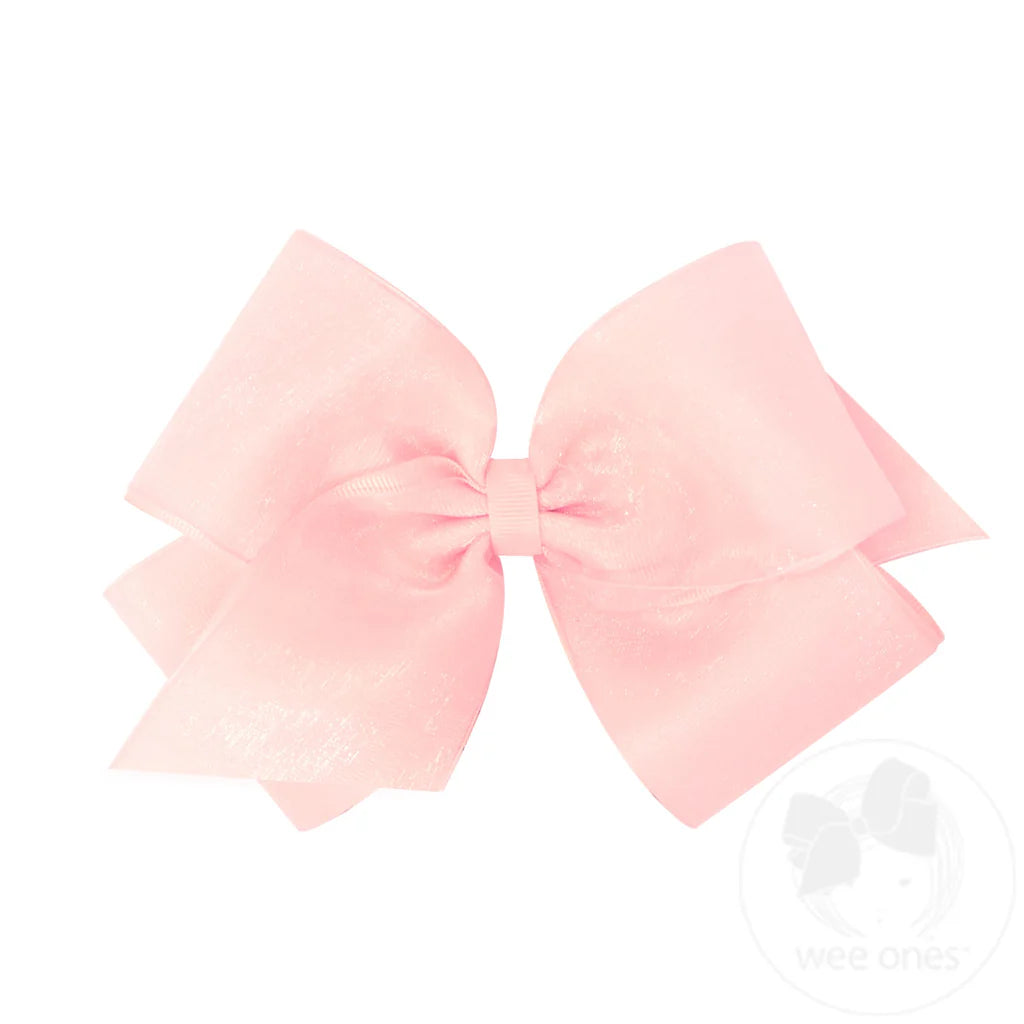 Light Pink King Organza and Grosgrain Overlay Bow