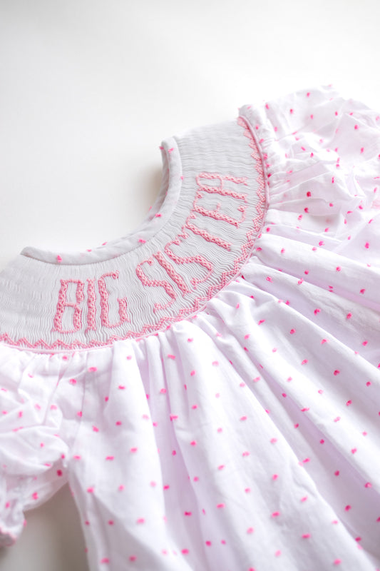 Big Sister Dress | Pink Swiss Dot