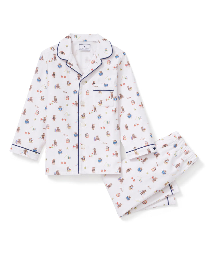 Kid's Twill Pajama Set | Teddy Goes To School