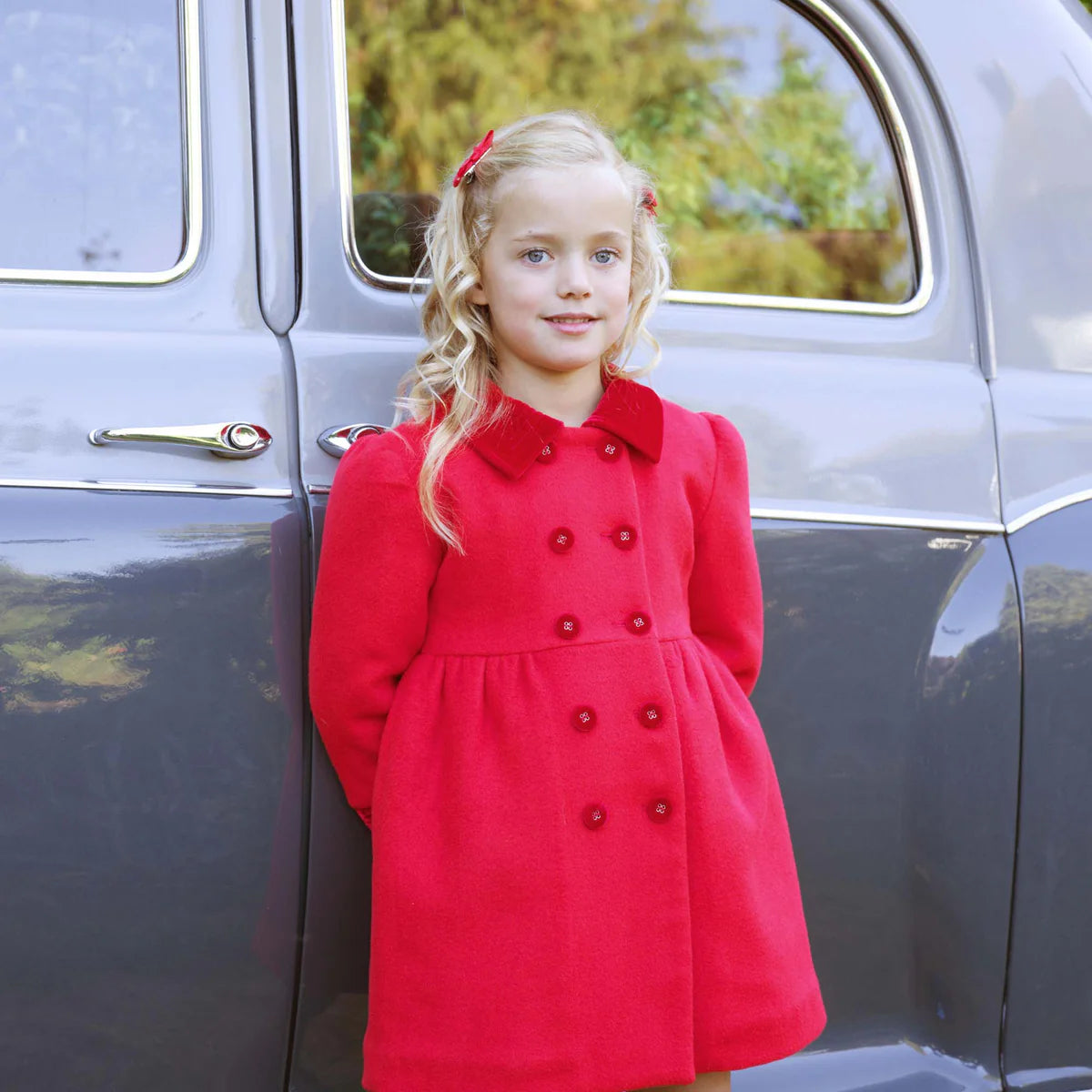 Red Bow Trim Coat