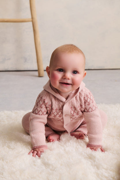 CozyChic Lite Baby Faire Isle Onesie | Dusty Rose Multi