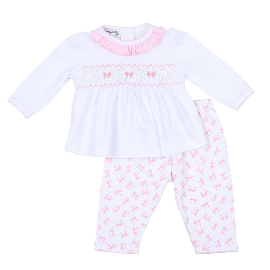 Baby Bows Smocked Printed Pant Set