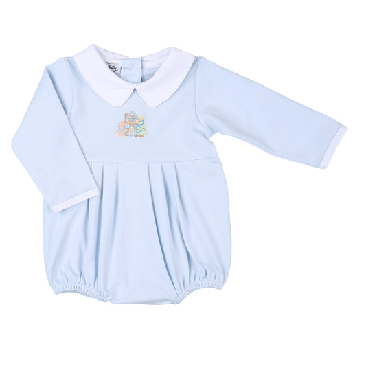 Sweet Gingerbread Collared Long Sleeve Bubble | Light Blue