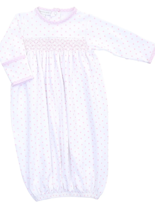 Gingham Dots Smocked Gown | Pink