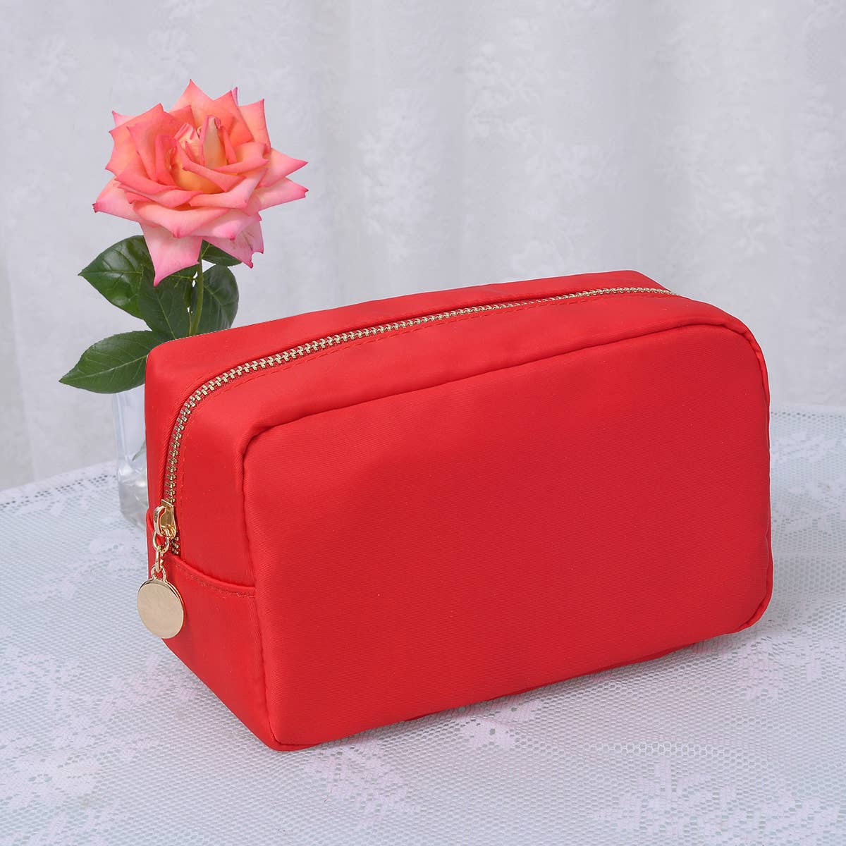 Round Zippered Nylon Pouch Bag (includes 2 complimentary patches)