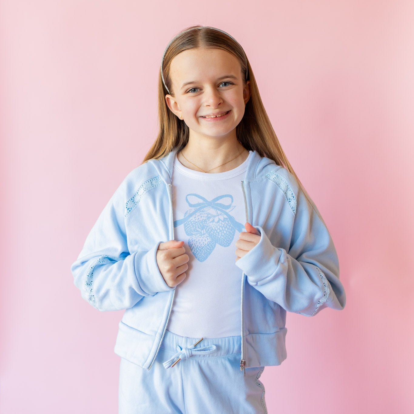 Berry Bow Ribbed Tee | White