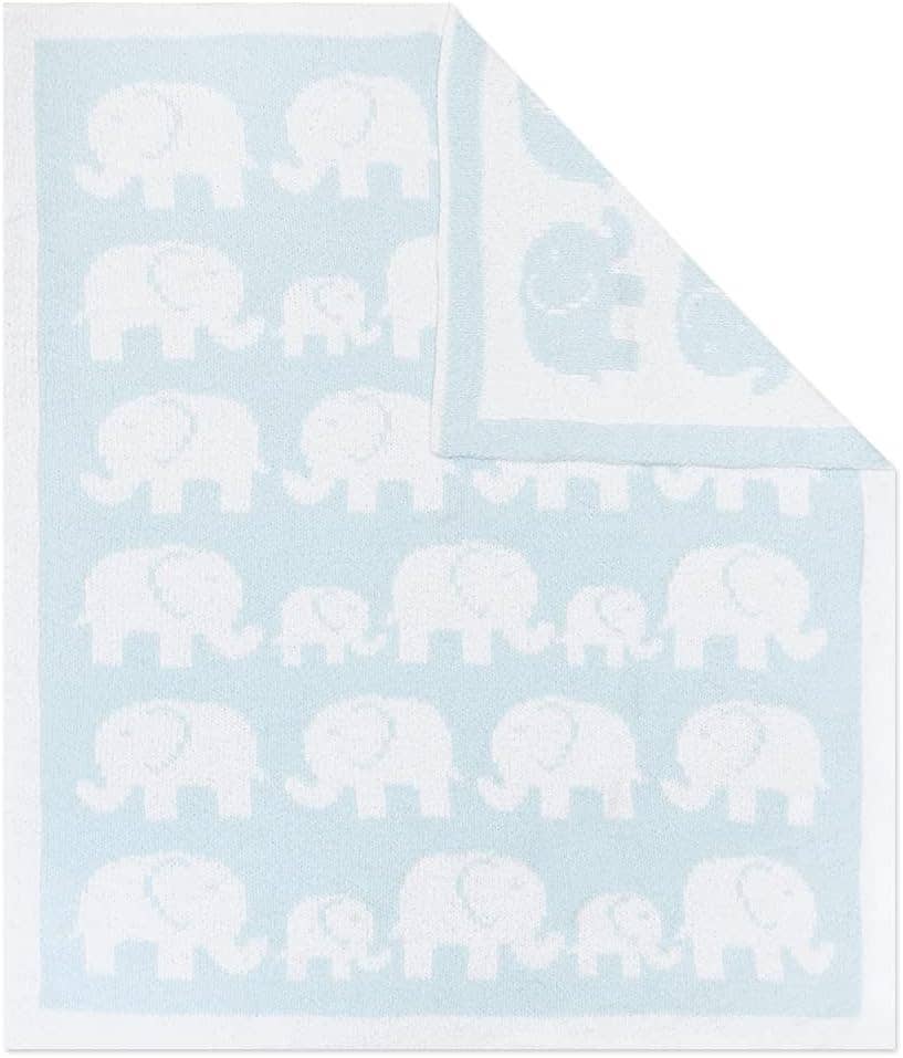Chenille Baby Blanket - Blue Elephant