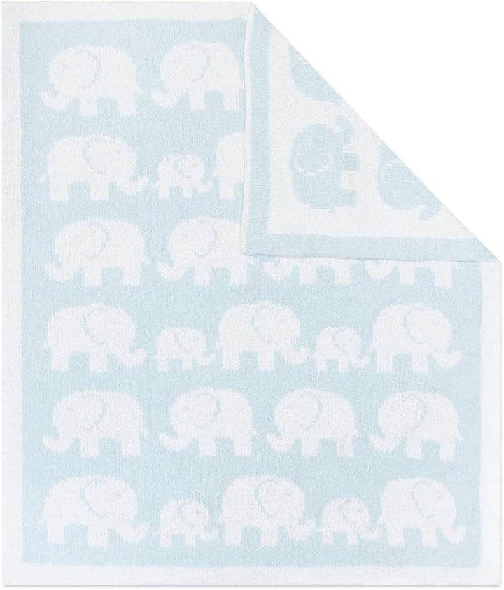 Chenille Baby Blanket - Blue Elephant