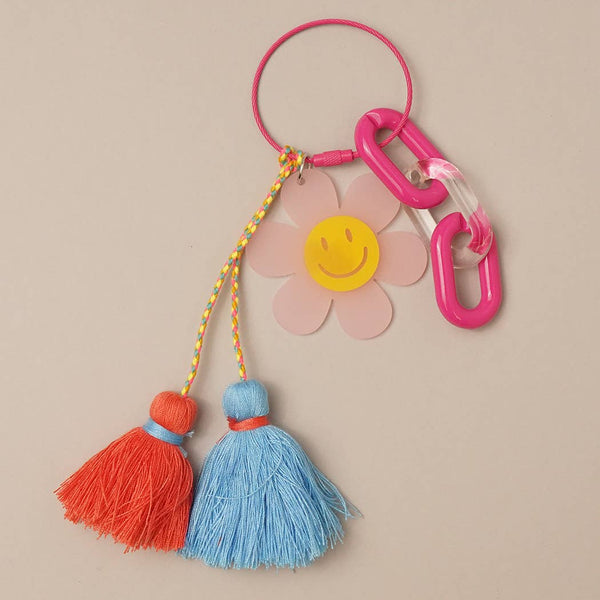 Happy Face Flower Chunky Keychain