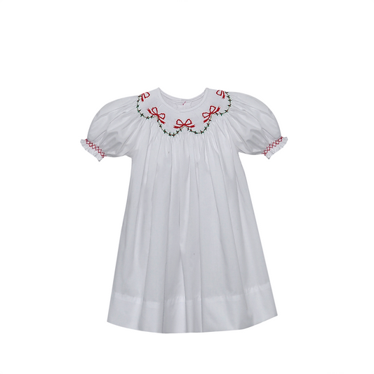 White Cate Bishop Dress | Christmas Ribbons