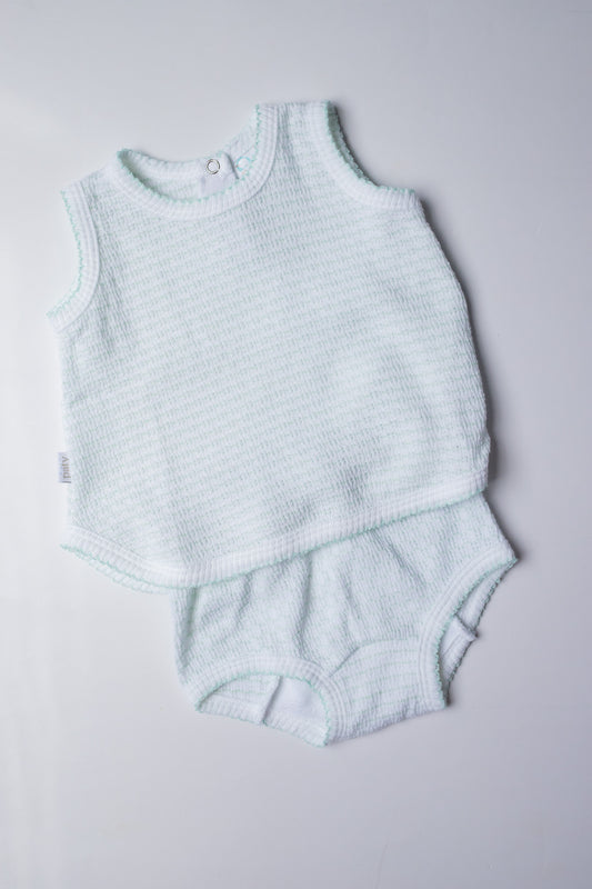 Pinstripe Sleeveless Diaper Set w/o Bows | Mint